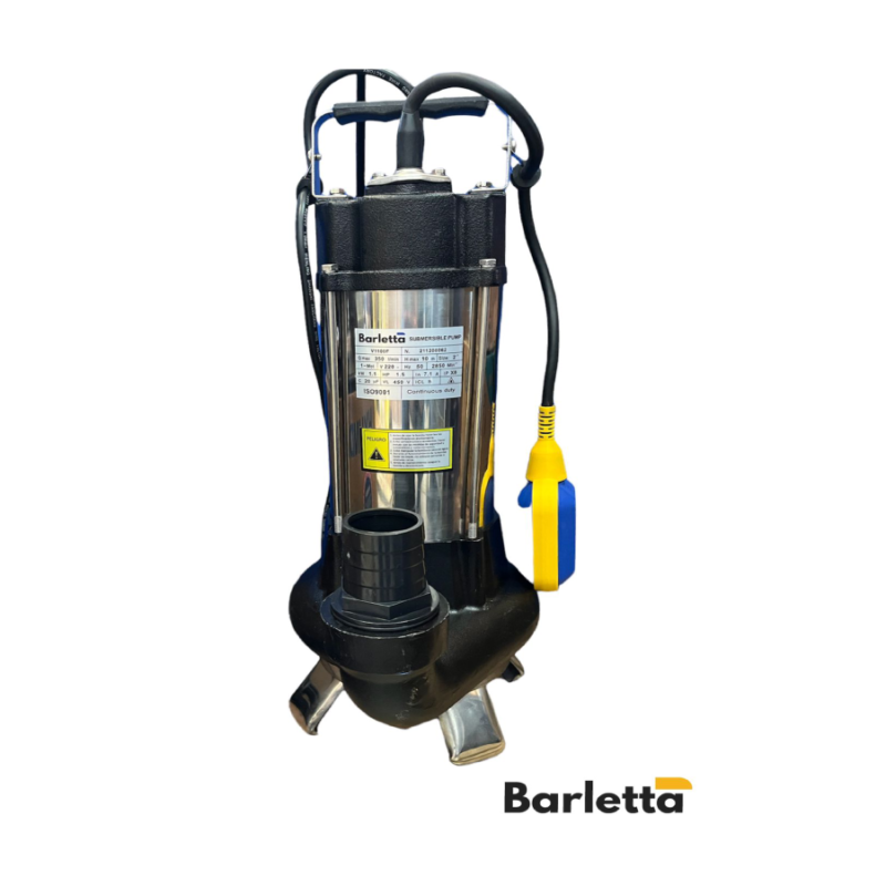 BOMBA SUMERGIBLE V1100F 1.5 hp 220 VT, BARLETTA 2" paso de sólido 50 mm